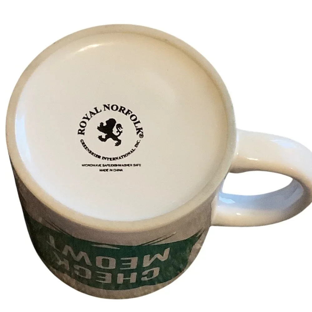 Check‎ Meowt White Ceramic Coffee Mug Cat Royal Norfolk 3.75” Kitty Cat Lover